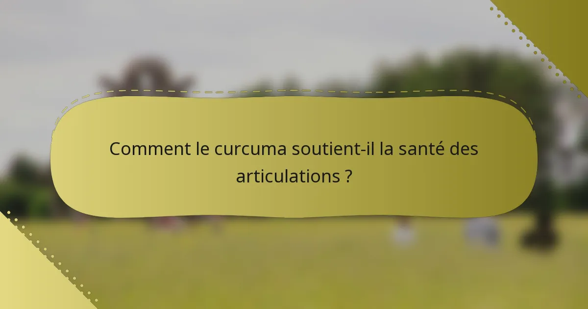 Comment le curcuma soutient-il la santé des articulations ?