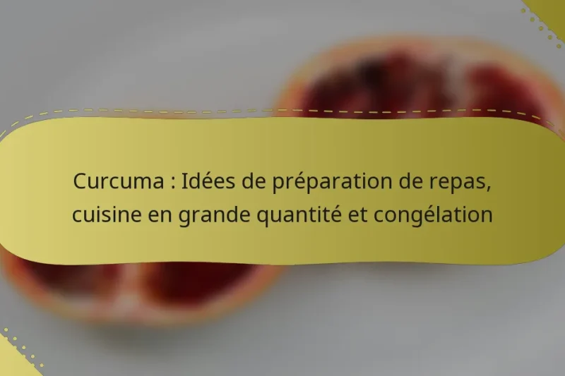 Curcuma : Idées de préparation de repas, cuisine en grande quantité et congélation