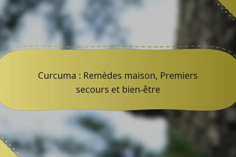 Curcuma : Remèdes maison, Premiers secours et bien-être