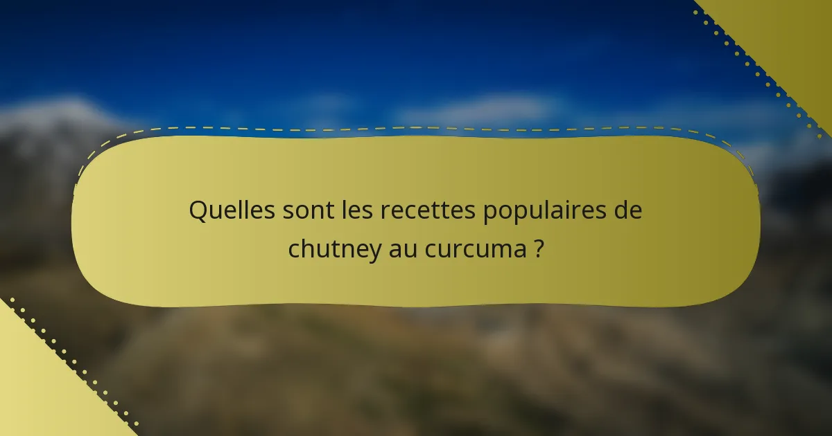 Quelles sont les recettes populaires de chutney au curcuma ?
