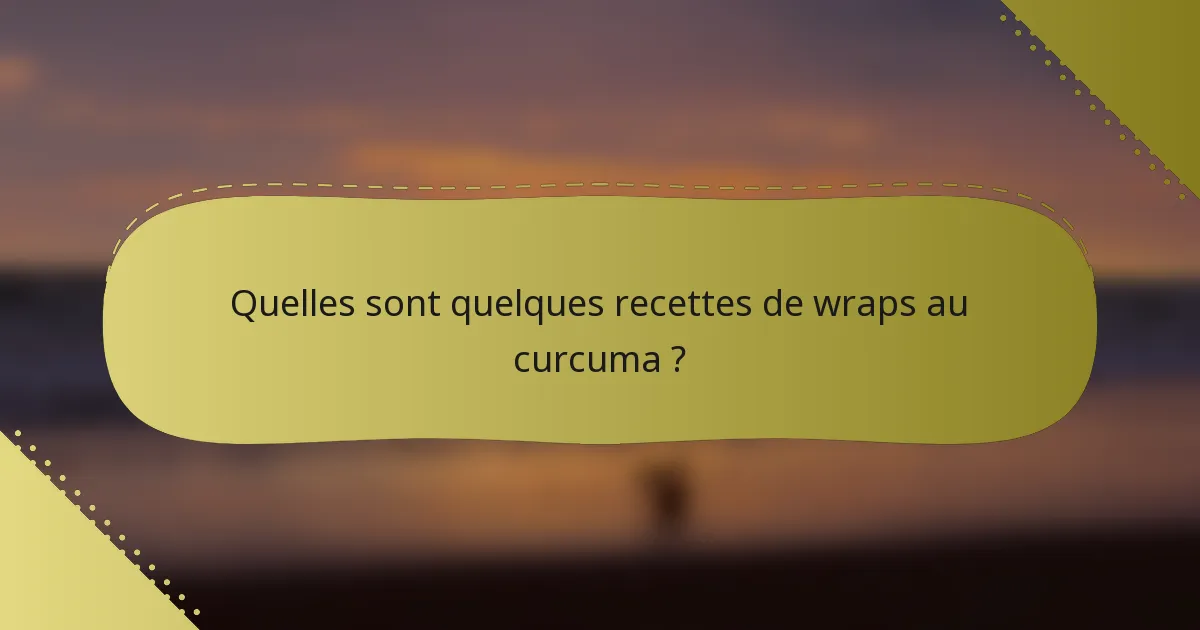 Quelles sont quelques recettes de wraps au curcuma ?