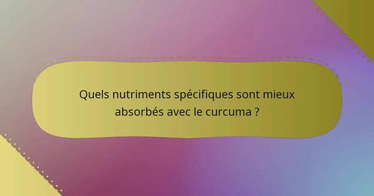 Quels nutriments spécifiques sont mieux absorbés avec le curcuma ?