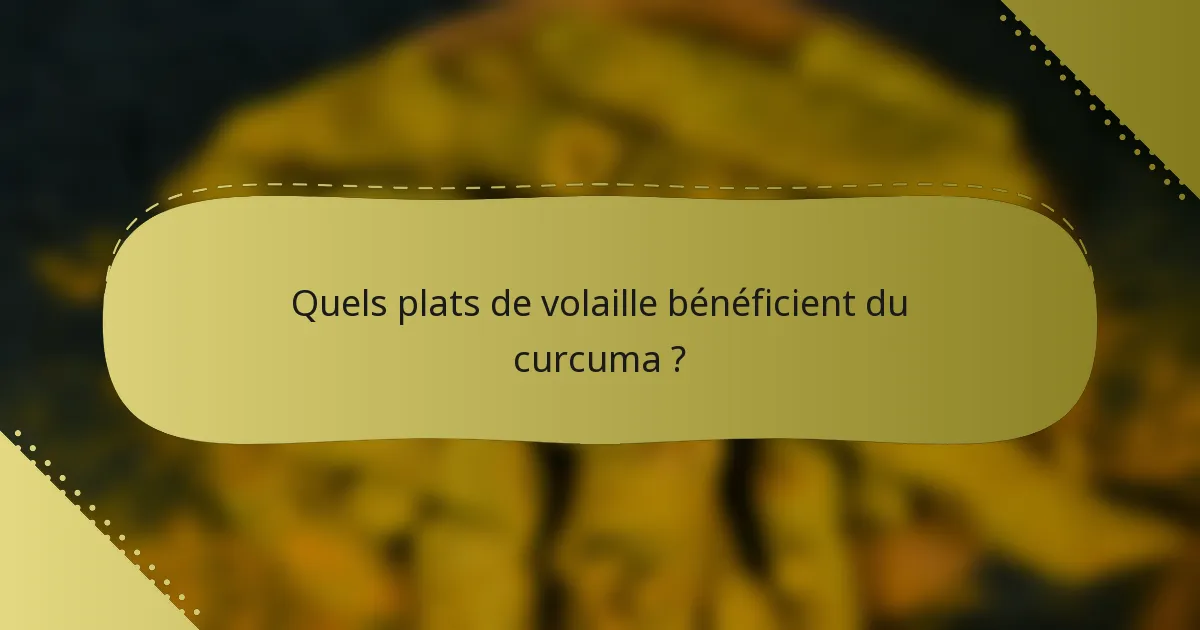 Quels plats de volaille bénéficient du curcuma ?