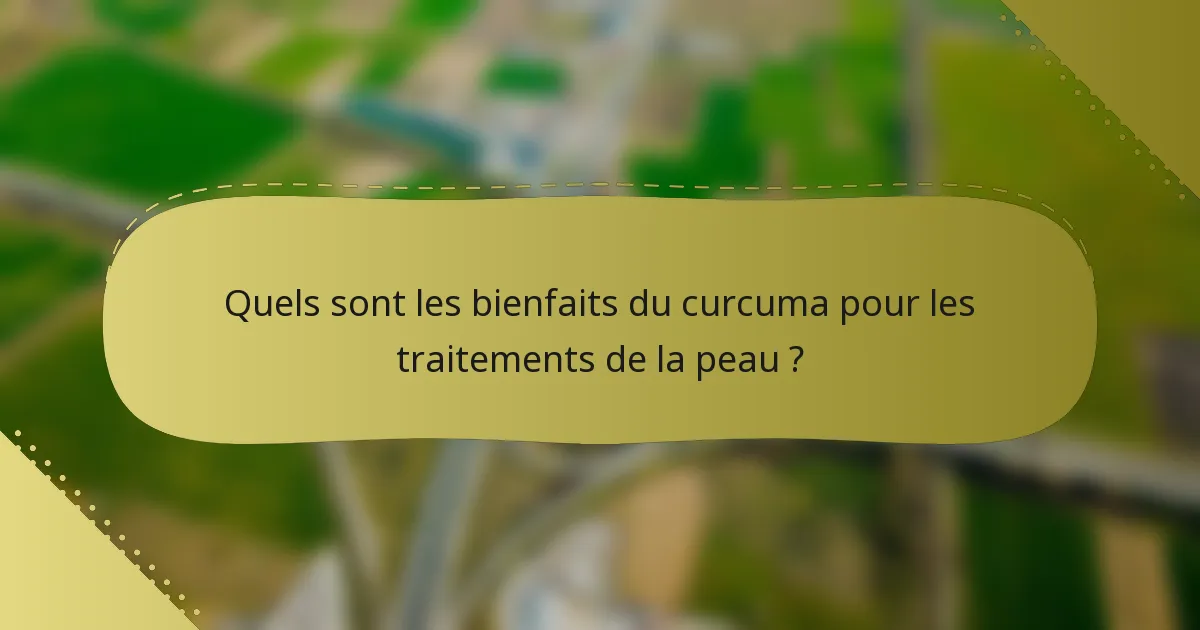 Quels sont les bienfaits du curcuma pour les traitements de la peau ?