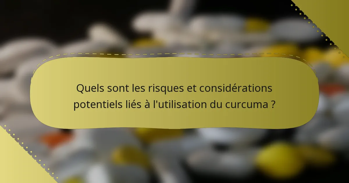 Quels sont les risques et considérations potentiels liés à l'utilisation du curcuma ?